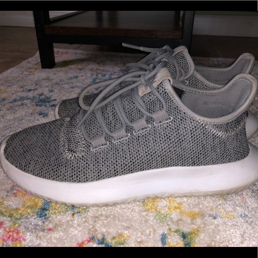 Women’s gray adidas tubular shoes